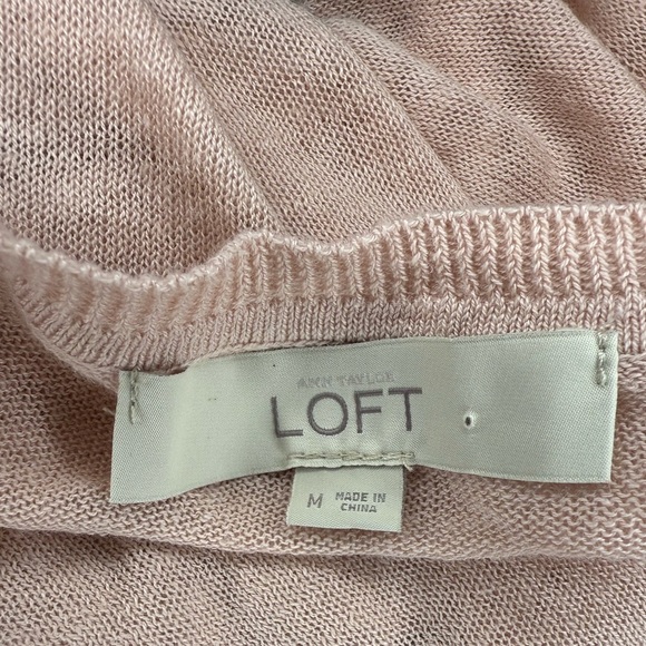 LOFT Soft Pink Lace-Accent Linen Sweatshirt - Picture 5 of 6